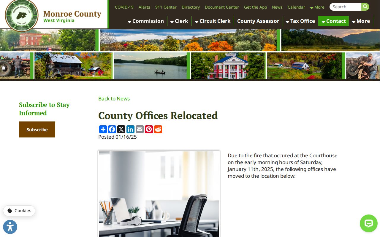 Monroe County court records temporary office notice