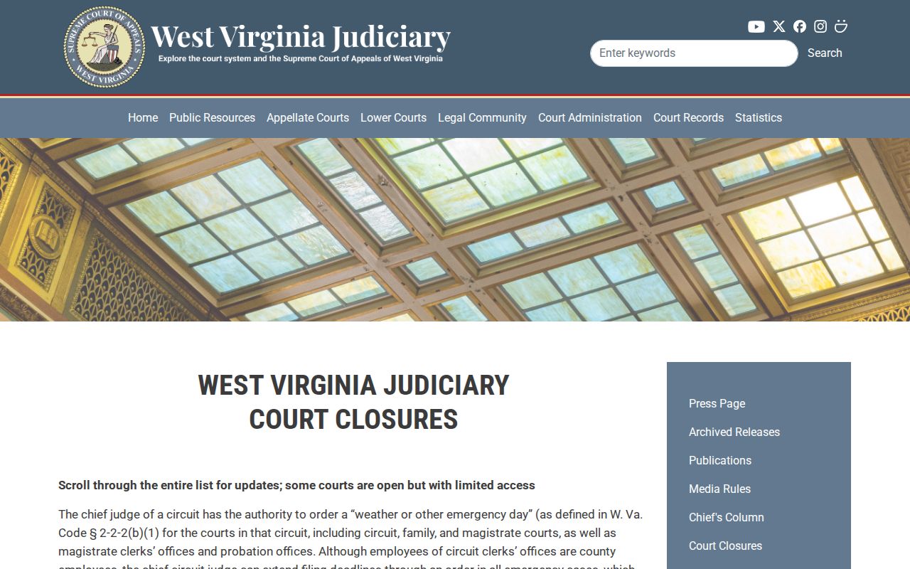 Monroe County court calendar closure status search