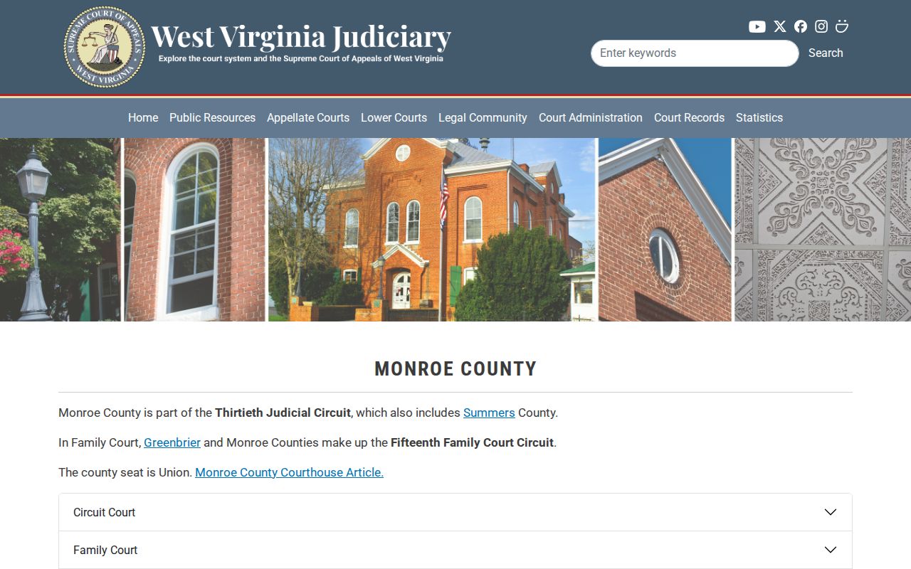 Monroe County court calendar judge and clerk contacts