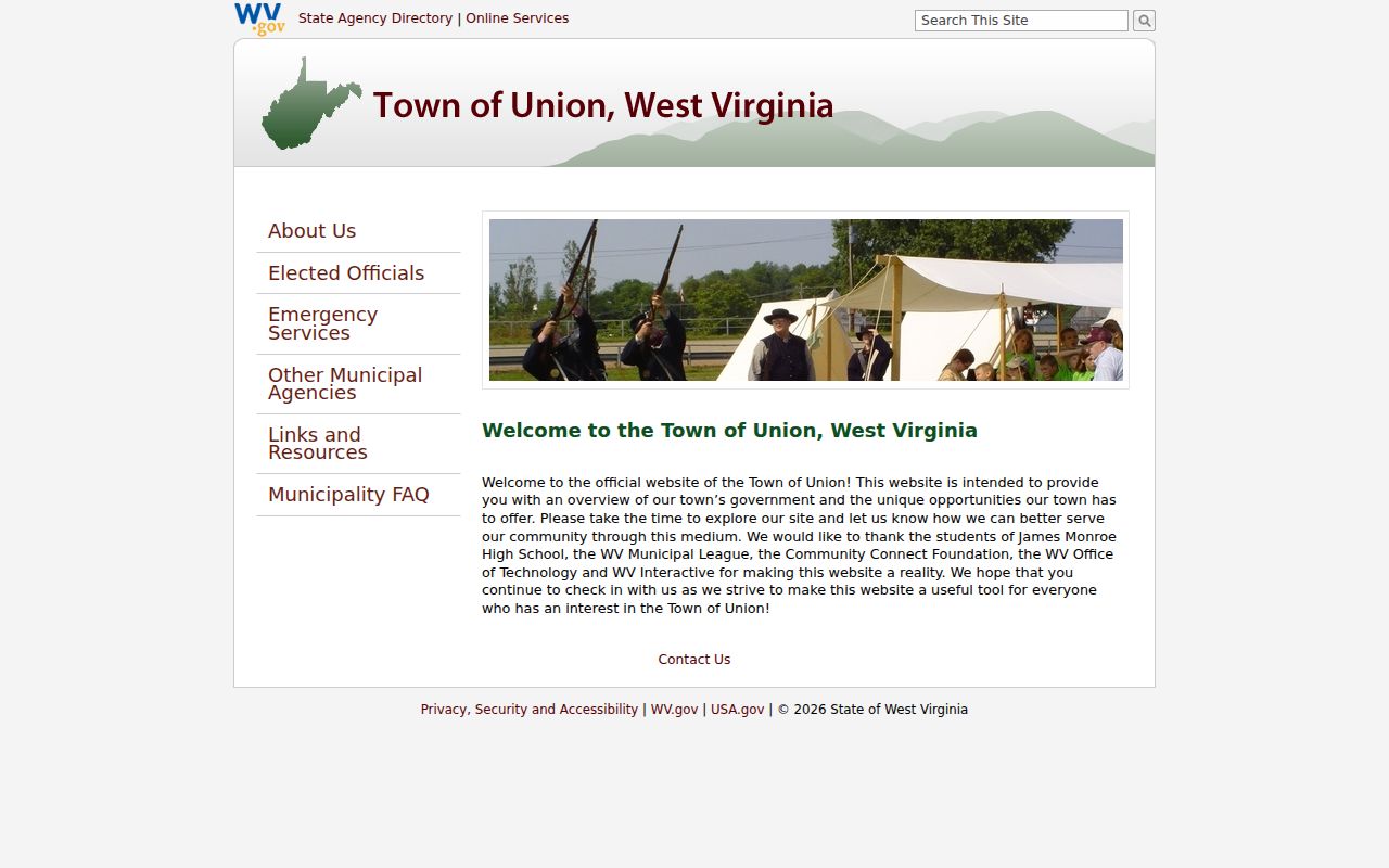 Union court docket official town information page
